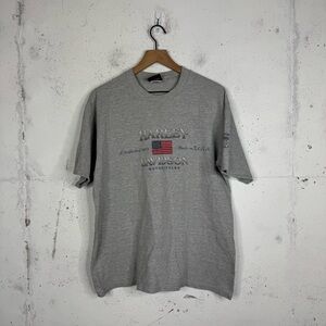 Vintage Harley Davidson Marled Heathered Gray Single Stich Graphic Tee USA Lg